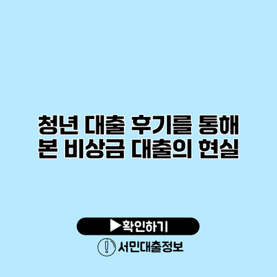 청년 대출 후기를 통해 본 비상금 대출의 현실