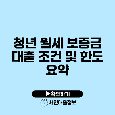 청년 월세 보증금 대출 조건 및 한도 요약