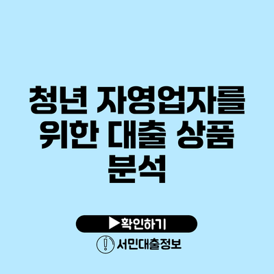 청년 자영업자를 위한 대출 상품 분석