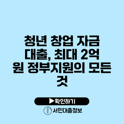 청년 창업 자금 대출, 최대 2억 원 정부지원의 모든 것