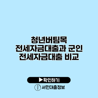 청년버팀목 전세자금대출과 군인 전세자금대출 비교