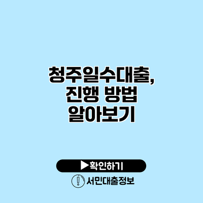 청주일수대출, 진행 방법 알아보기