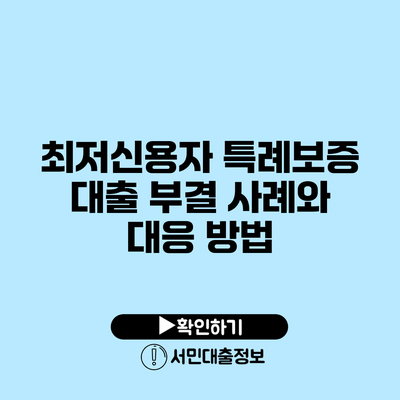 최저신용자 특례보증 대출 부결 사례와 대응 방법