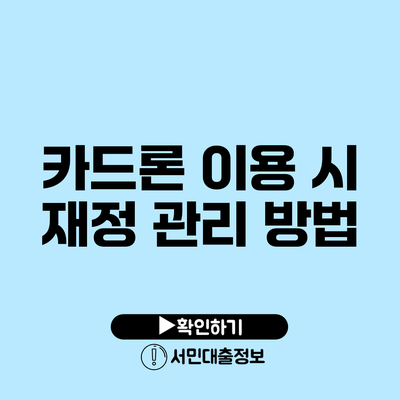 카드론 이용 시 재정 관리 방법