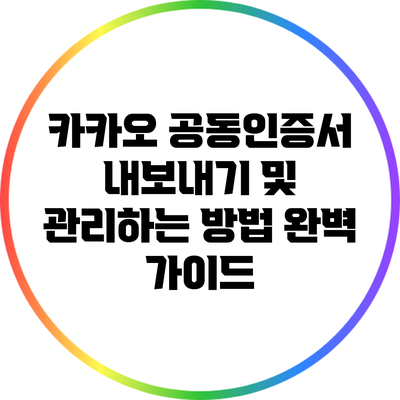카카오 공동인증서 내보내기 및 관리하는 방법 완벽 가이드