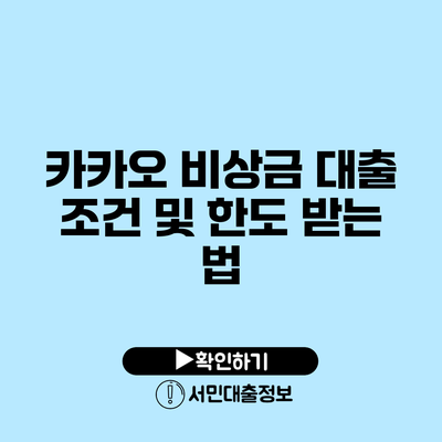 카카오 비상금 대출 조건 및 한도 받는 법