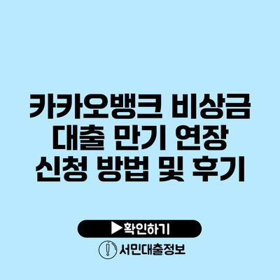 카카오뱅크 비상금 대출 만기 연장 신청 방법 및 후기