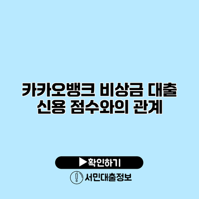 카카오뱅크 비상금 대출 신용 점수와의 관계