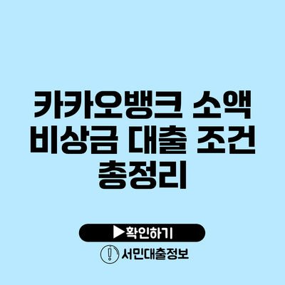 카카오뱅크 소액 비상금 대출 조건 총정리