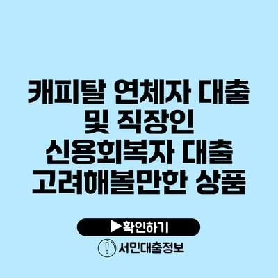 캐피탈 연체자 대출 및 직장인 신용회복자 대출 고려해볼만한 상품