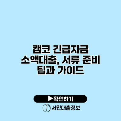 캠코 긴급자금 소액대출, 서류 준비 팁과 가이드