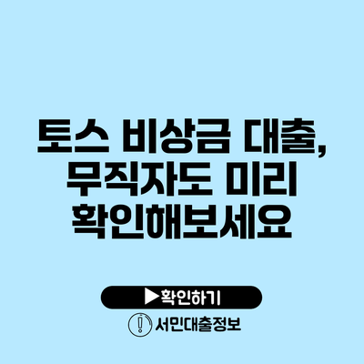 토스 비상금 대출, 무직자도 미리 확인해보세요