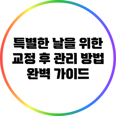 특별한 날을 위한 교정 후 관리 방법: 완벽 가이드