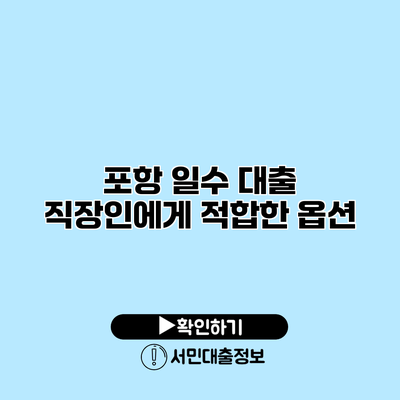 포항 일수 대출: 직장인에게 적합한 옵션