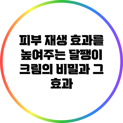 피부 재생 효과를 높여주는 달팽이 크림의 비밀과 그 효과