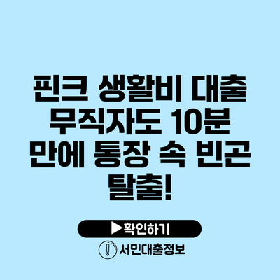 핀크 생활비 대출: 무직자도 10분 만에 통장 속 빈곤 탈출!