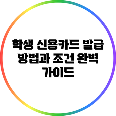 학생 신용카드 발급 방법과 조건 완벽 가이드