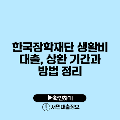 한국장학재단 생활비 대출, 상환 기간과 방법 정리