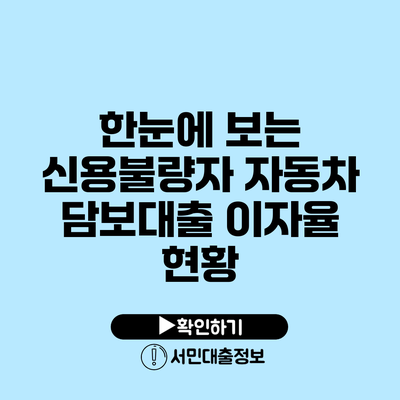 한눈에 보는 신용불량자 자동차 담보대출 이자율 현황