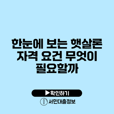 한눈에 보는 햇살론 자격 요건: 무엇이 필요할까?