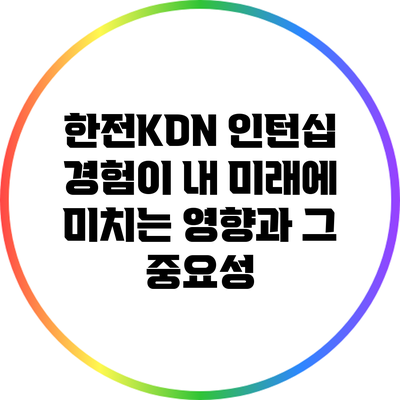 한전KDN 인턴십 경험이 내 미래에 미치는 영향과 그 중요성