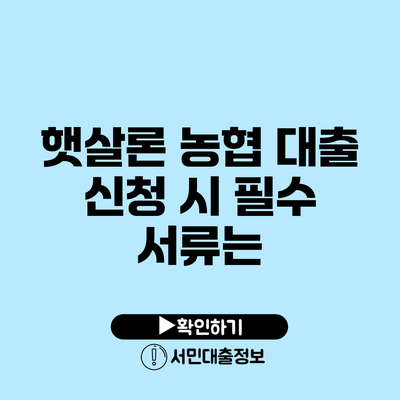햇살론 농협 대출 신청 시 필수 서류는?