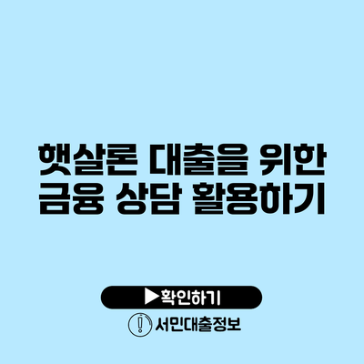 햇살론 대출을 위한 금융 상담 활용하기