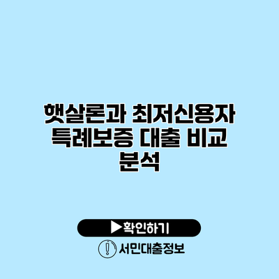 햇살론과 최저신용자 특례보증 대출 비교 분석