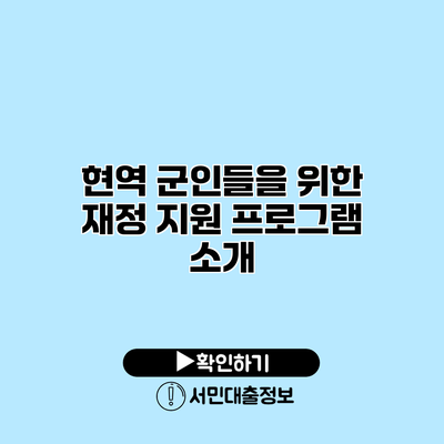 현역 군인들을 위한 재정 지원 프로그램 소개