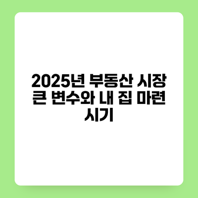 2025년 부동산 시장 큰 변수와 내 집 마련 시기