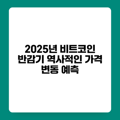 2025년 비트코인 반감기 역사적인 가격 변동 예측