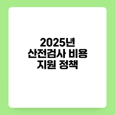 2025년 산전검사 비용 지원 정책