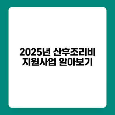 2025년 산후조리비 지원사업 알아보기