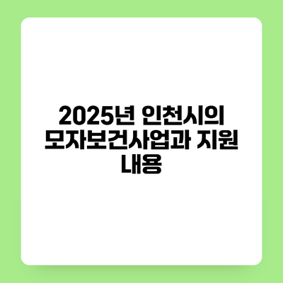 2025년 인천시의 모자보건사업과 지원 내용