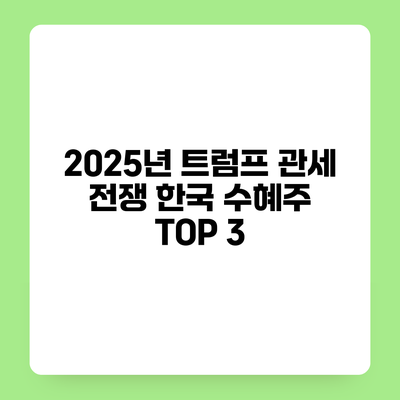 2025년 트럼프 관세 전쟁 한국 수혜주 TOP 3