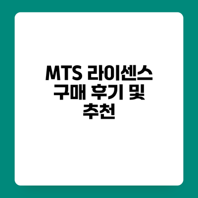 MTS 라이센스 구매 후기 및 추천