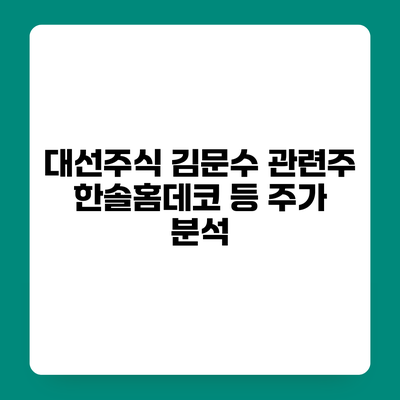 대선주식 김문수 관련주 한솔홈데코 등 주가 분석