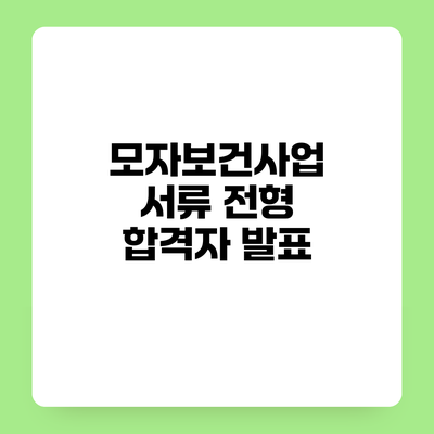 모자보건사업 서류 전형 합격자 발표