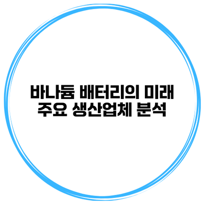 바나듐 배터리의 미래 주요 생산업체 분석