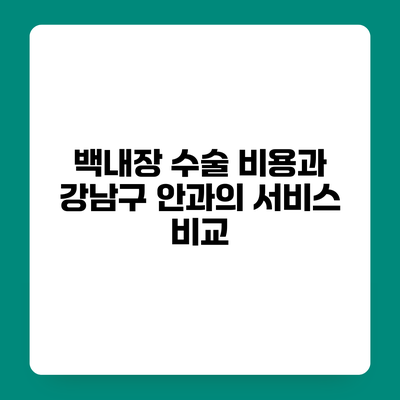 백내장 수술 비용과 강남구 안과의 서비스 비교