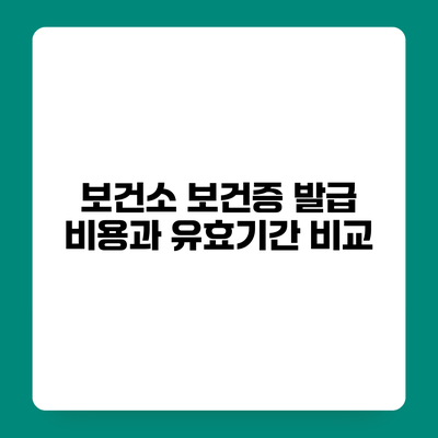 보건소 보건증 발급 비용과 유효기간 비교