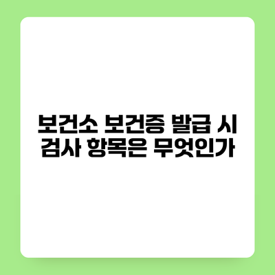 보건소 보건증 발급 시 검사 항목은 무엇인가?