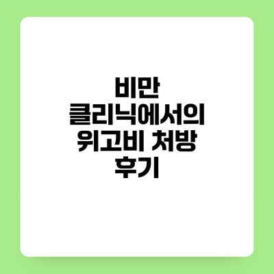 비만 클리닉에서의 위고비 처방 후기