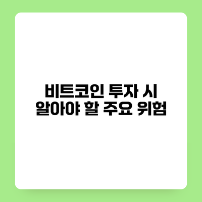 비트코인 투자 시 알아야 할 주요 위험