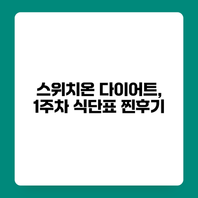 스위치온 다이어트, 1주차 식단표 찐후기
