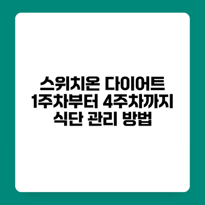 스위치온 다이어트 1주차부터 4주차까지 식단 관리 방법