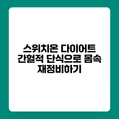 스위치온 다이어트 간헐적 단식으로 몸속 재정비하기