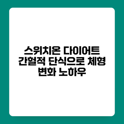 스위치온 다이어트 간헐적 단식으로 체형 변화 노하우