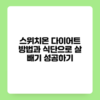 스위치온 다이어트 방법과 식단으로 살 빼기 성공하기