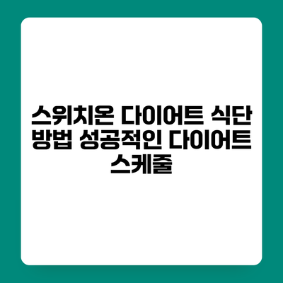 스위치온 다이어트 식단 방법 성공적인 다이어트 스케줄